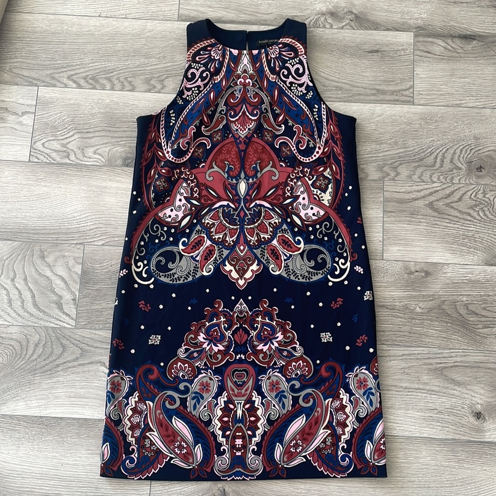 Banana republic floral print navy sleeveless dress size S